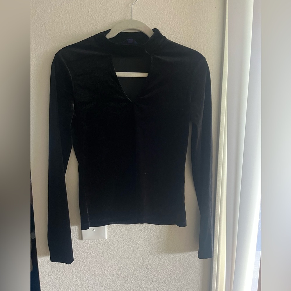 Aeropostale Black Velvet Long Sleeve Top
